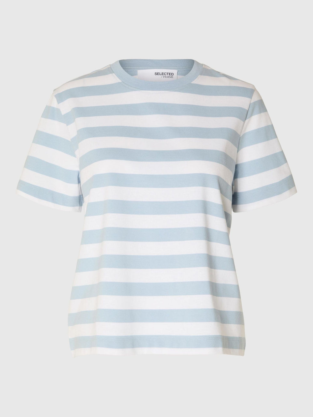 SLFESSENTIAL Cashmere Blue Bright White Striped Boxy T-Shirt