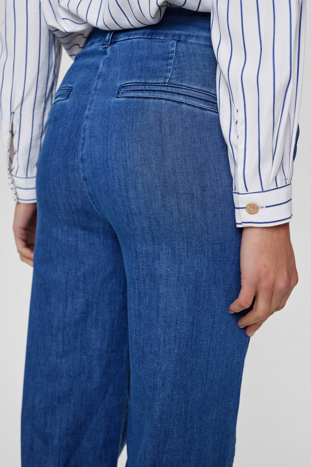 BARBARA LEBEK Pants Blue Cotton Mid Waist Skinny Trouser IT44/US10/L RRP  $400