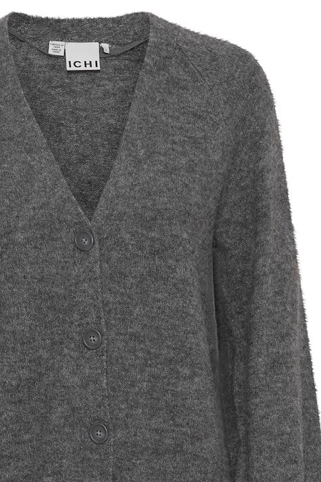 
                  
                    IHKAMARA Dark Grey Melange Knit Cardigan
                  
                