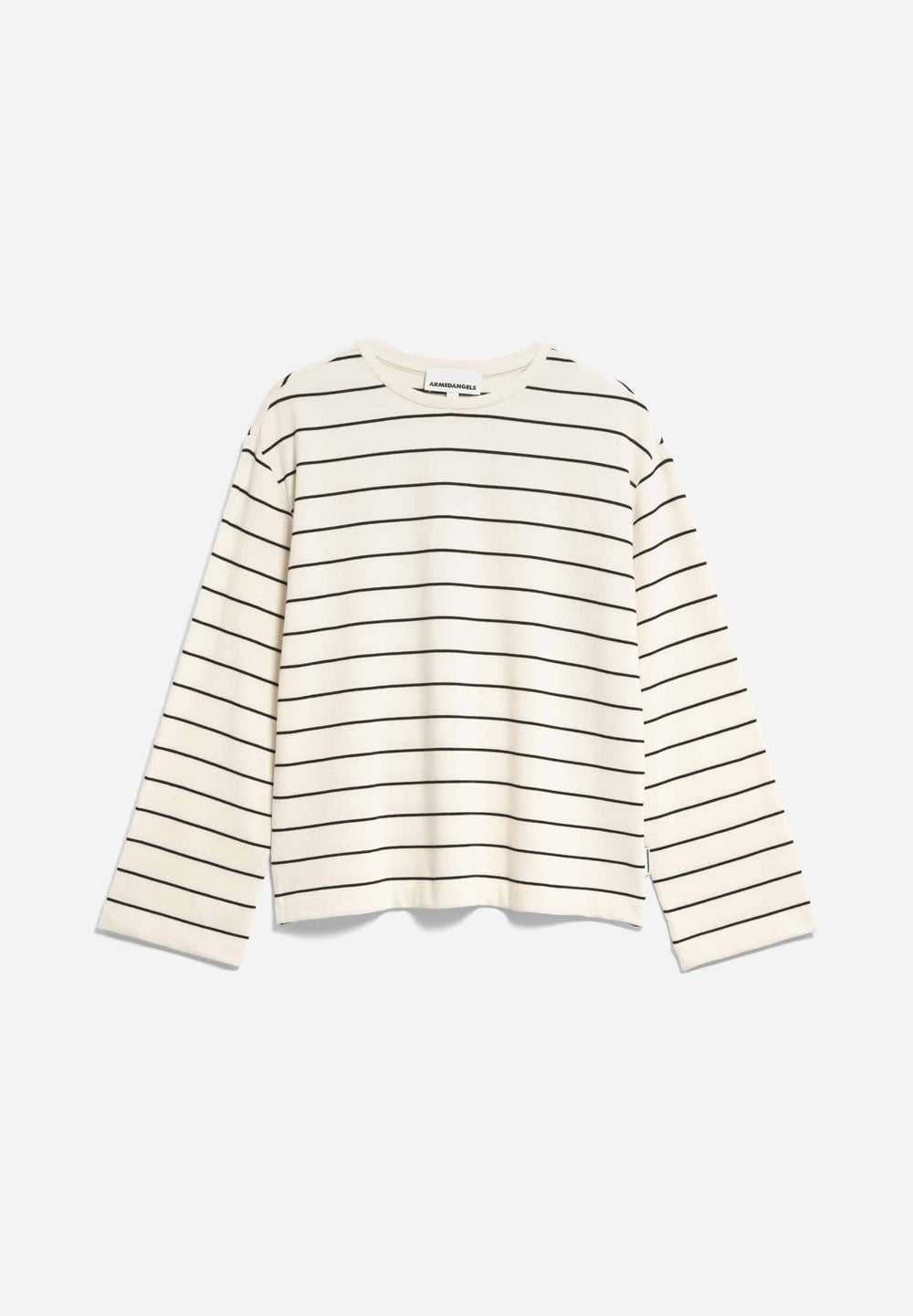 MARYNAA Oatmilk-Black Fine Stripe Long Sleeve