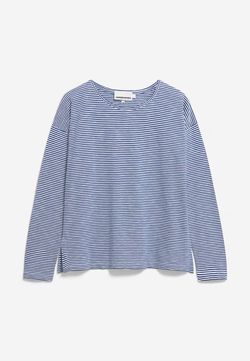 XIANAA LOVELY Oatmilk Lapis Blue Stripes Oversized Long Sleeve