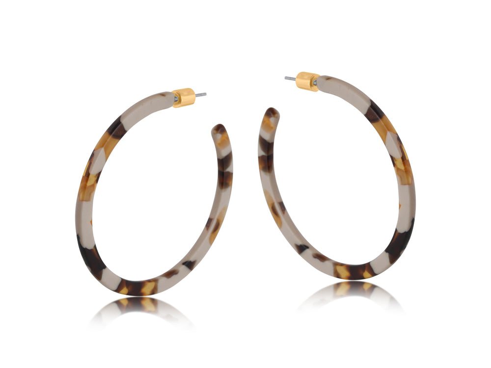 Cappuccino Brown Resin Statement Hoop Earrings