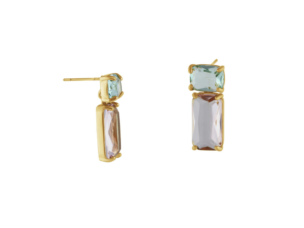 Green Pink Allure Stone Cut Luxe Earrings