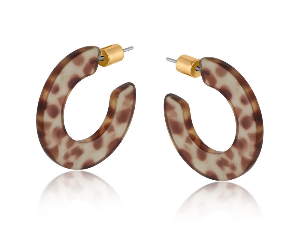 Brown Flat Resin Hoop Earrings