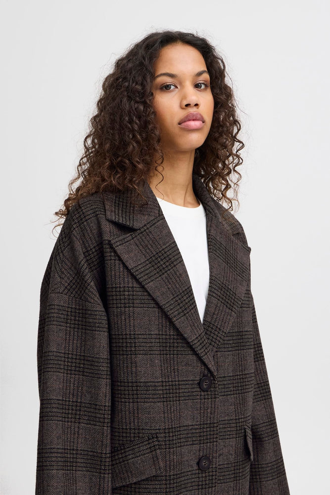 
                  
                    IHJANNET Black Checked Structure Jacket
                  
                