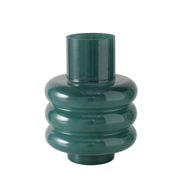 RIBBO Dark Green Glass Vase