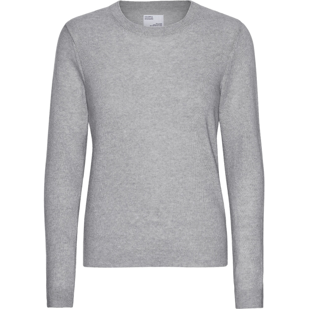 Heather Grey Women Light Merino Wool Crew Jumper