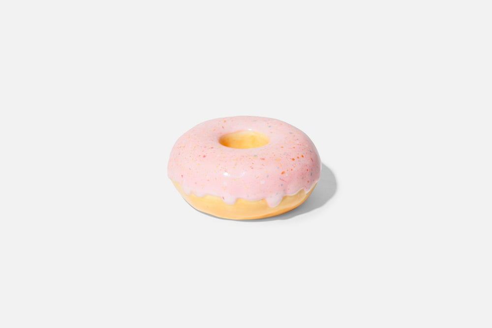 Rosa Donut-Kerzenhalter