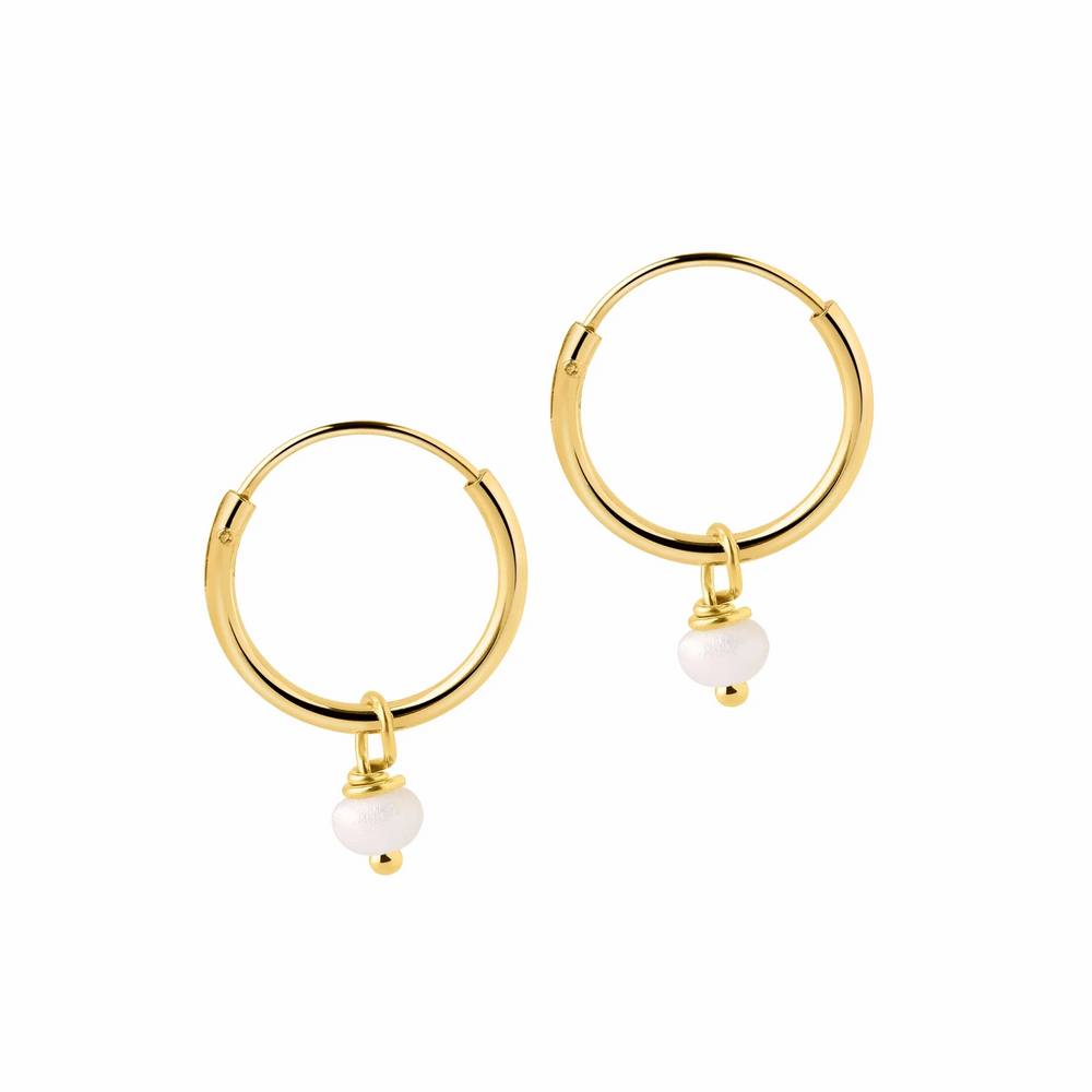 Gold Pearl Hoop Earring