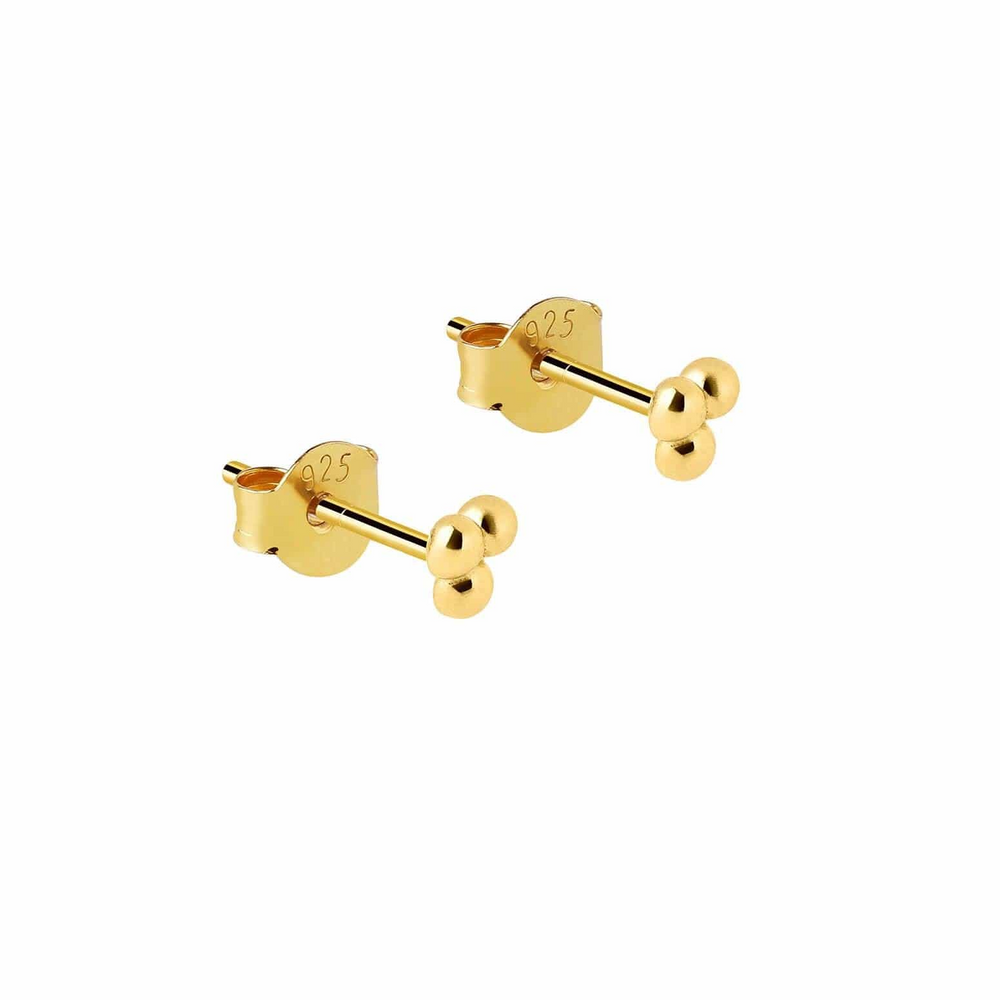 Gold Triple Stud Earring