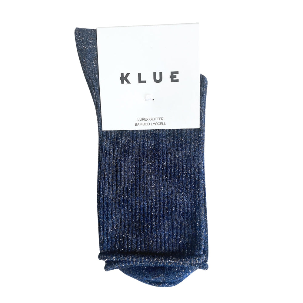 Blaue Glitzersocken aus Lurex-Lyocell