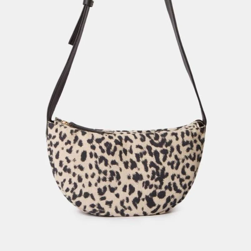 Leo Print Soft Half Moon Textil Bag