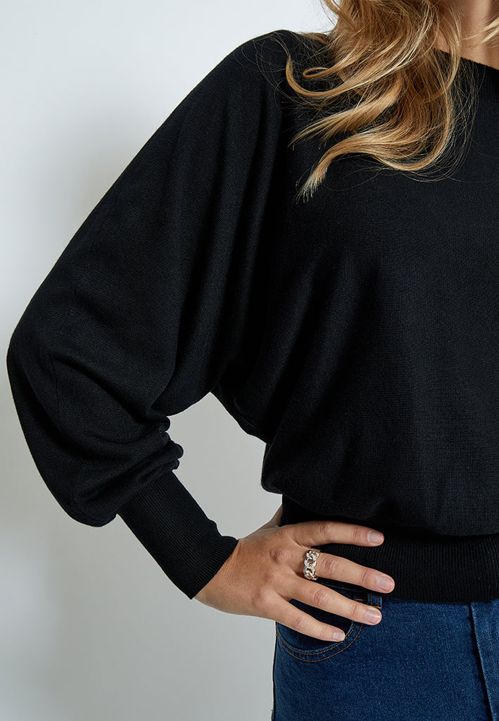 
                  
                    MSDANA Black Bat Sleeve Knit Jumper
                  
                