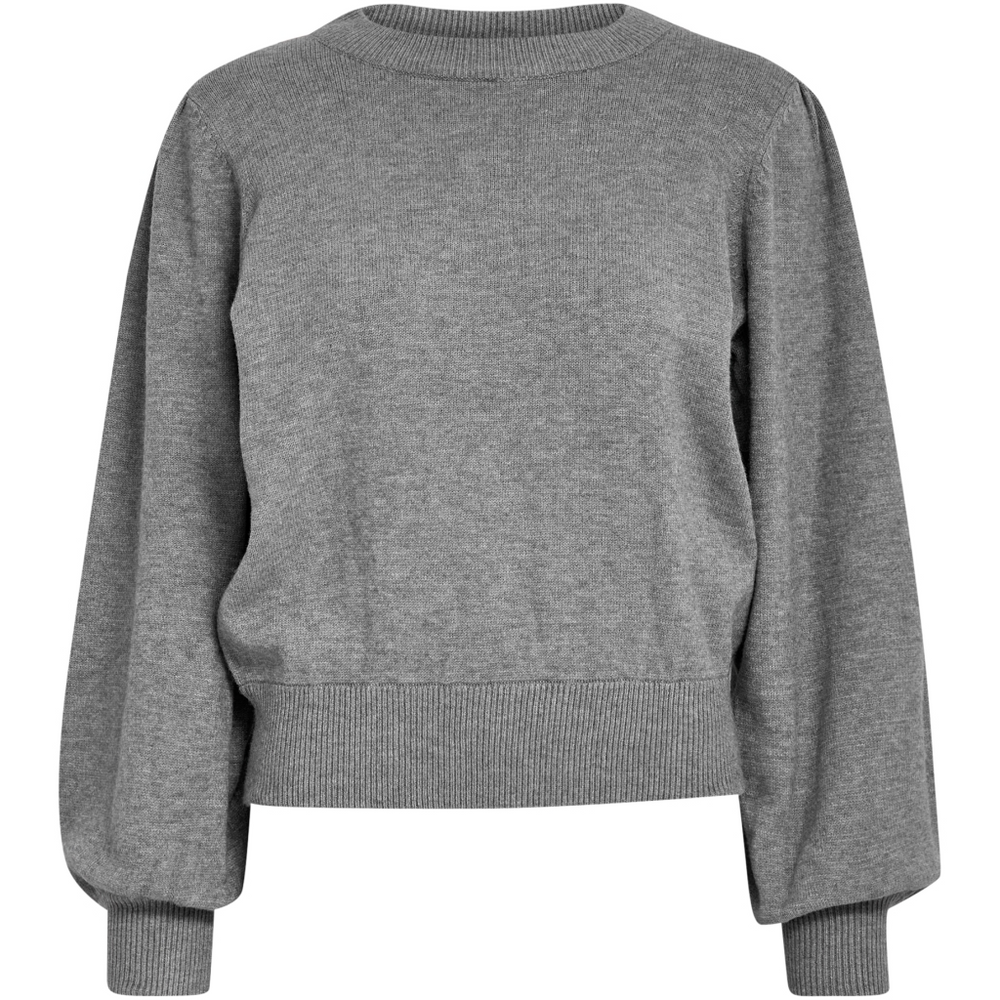 MSJUDY Grey Melange Round Neck Jumper