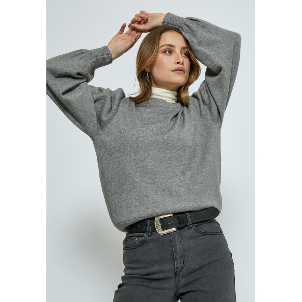 
                  
                    MSJUDY Grey Melange Round Neck Jumper
                  
                