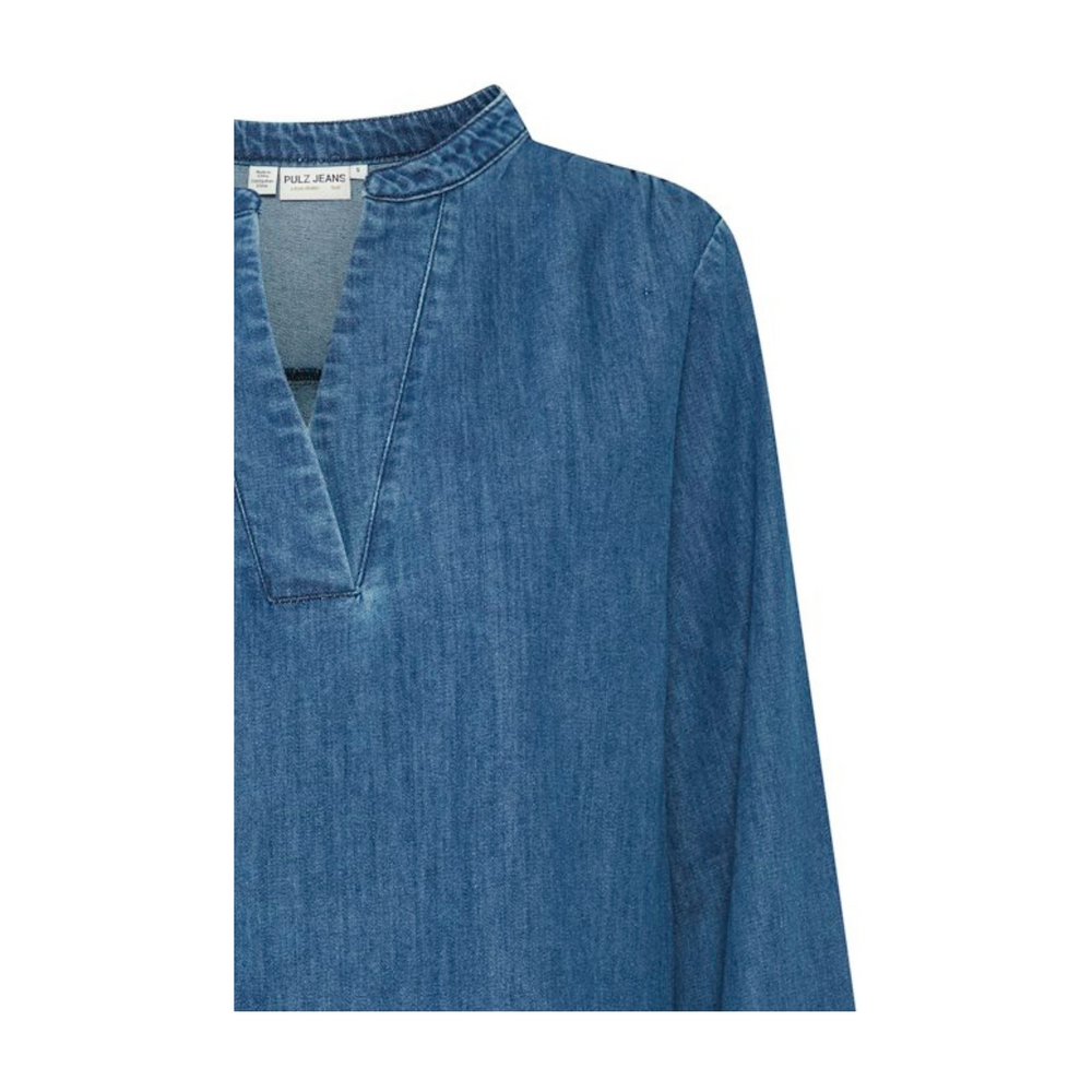 
                  
                    PZMALIA Medium Blue Denim V-Neck Blouse
                  
                