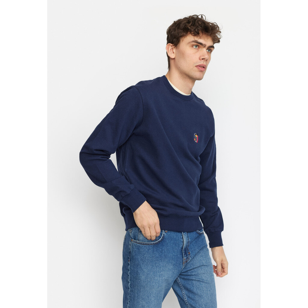 
                  
                    Marineblauer Pullover mit melierter Applikation
                  
                