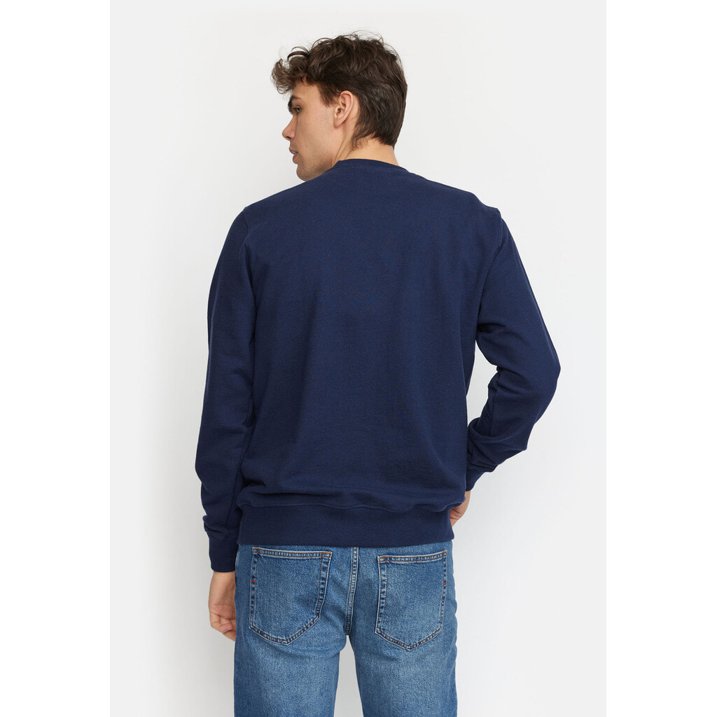 
                  
                    Marineblauer Pullover mit melierter Applikation
                  
                