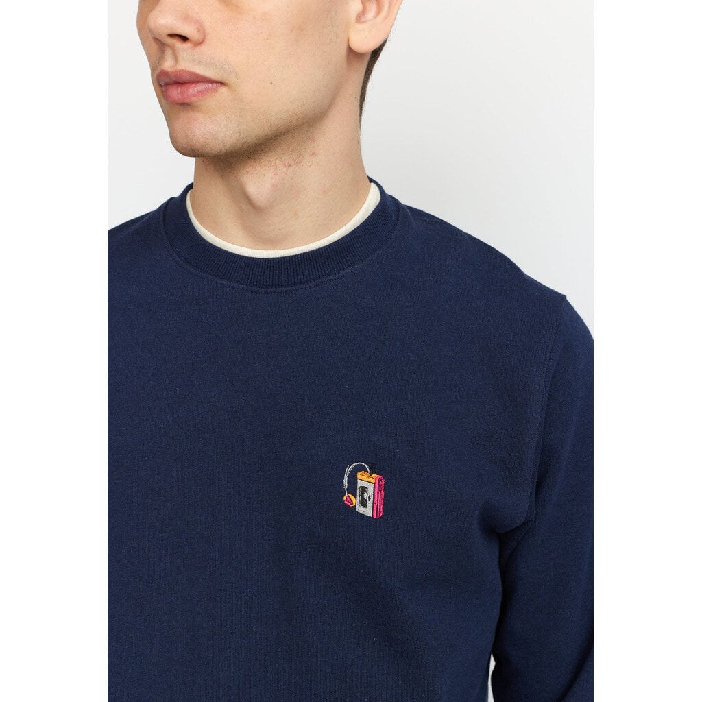 
                  
                    Marineblauer Pullover mit melierter Applikation
                  
                