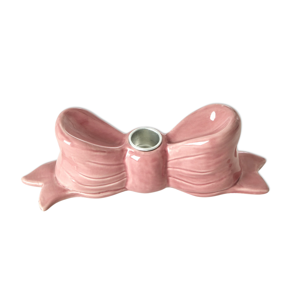 Large Pink Bow Ceramic Candle Holder