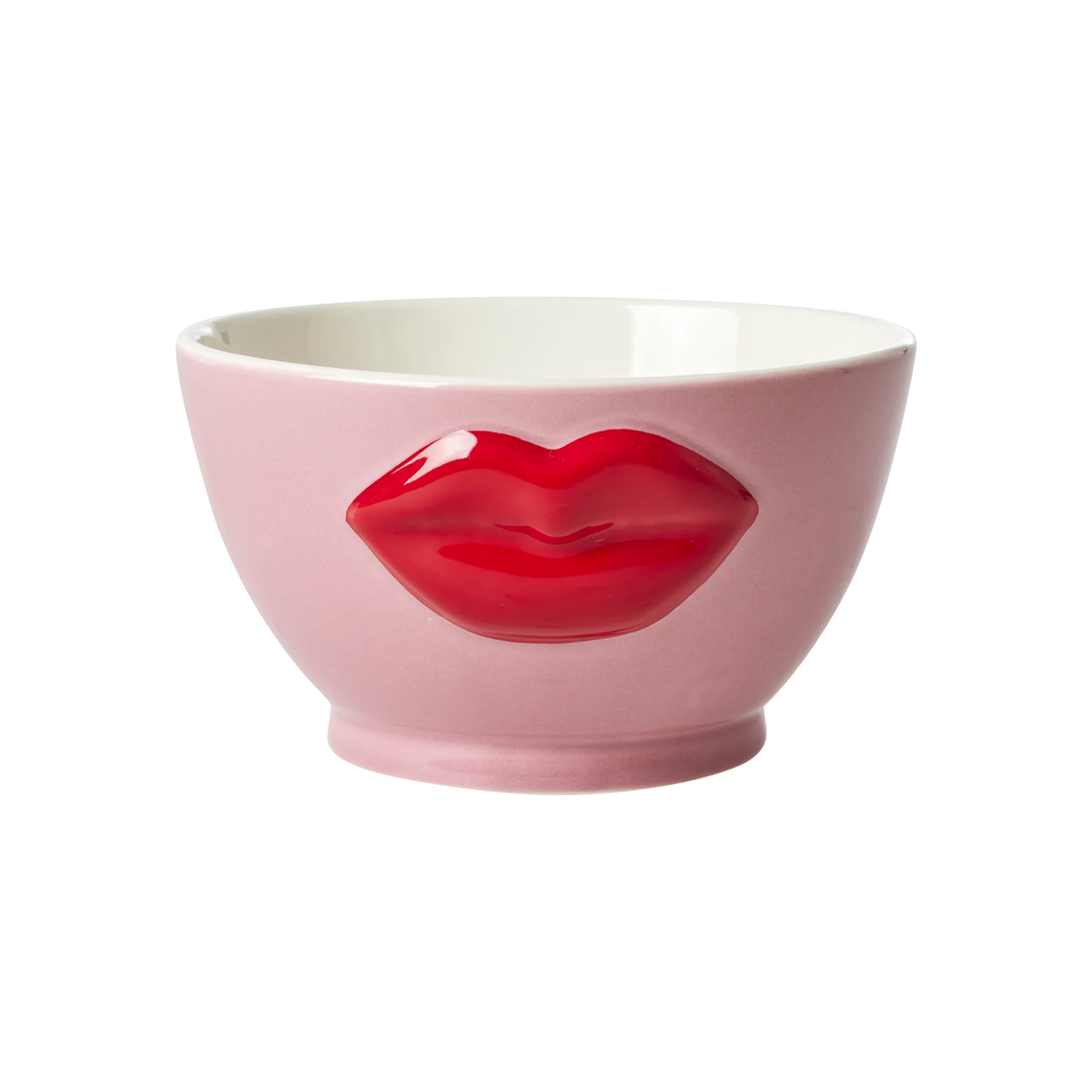 Pink Embossed Lips Ceramic Bowl