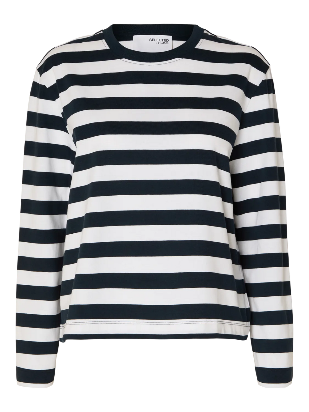 SLFESSENTIAL Dark Sapphire Bright White Striped Boxy Long Sleeve