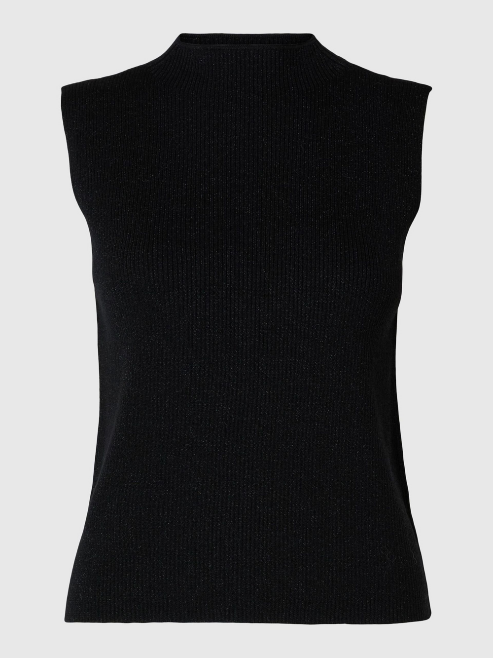 SLFLURA Black Knit High Neck Tank Top