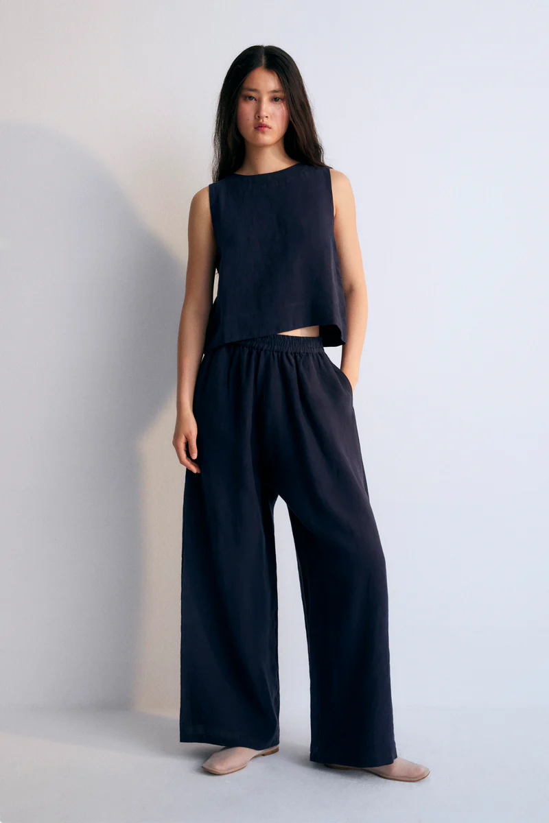 
                  
                    HERA Navy Linen Trousers
                  
                