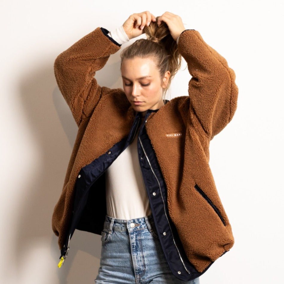 
                  
                    Navy Caramel Reversible Bomber Jacket
                  
                