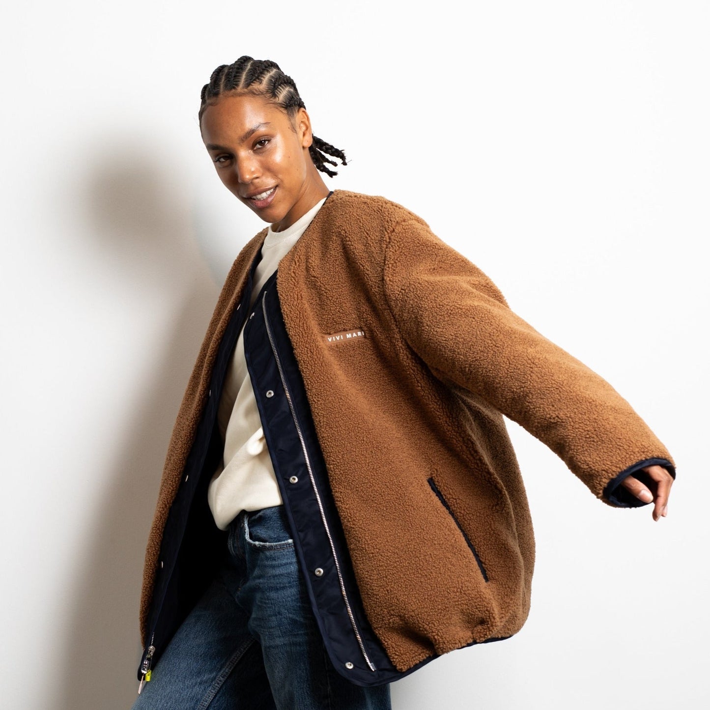 
                  
                    Navy Caramel Reversible Bomber Jacket
                  
                