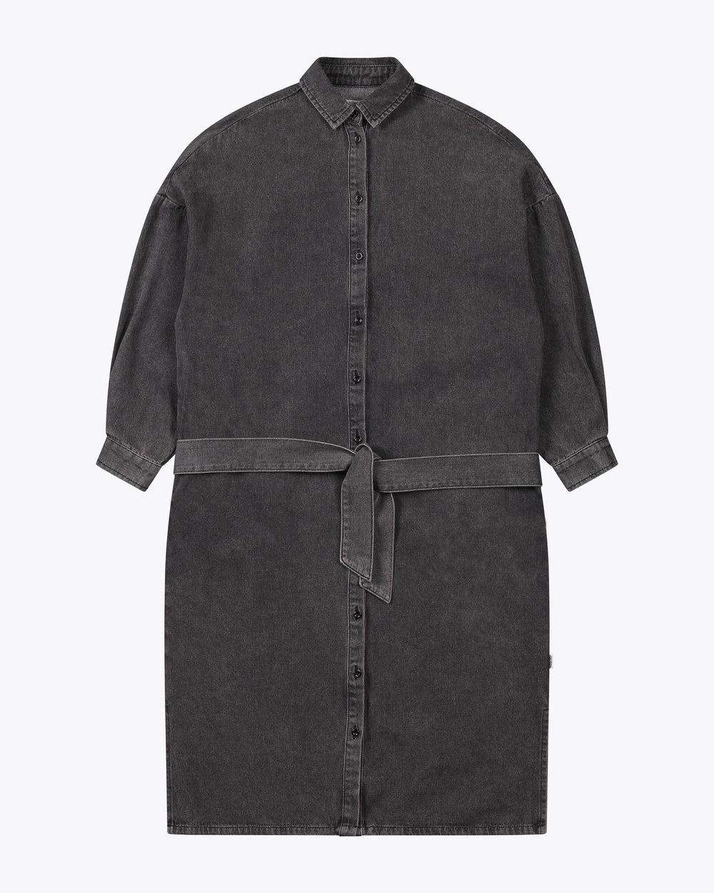 JOSIE Black Denim Belted Shirt Dress